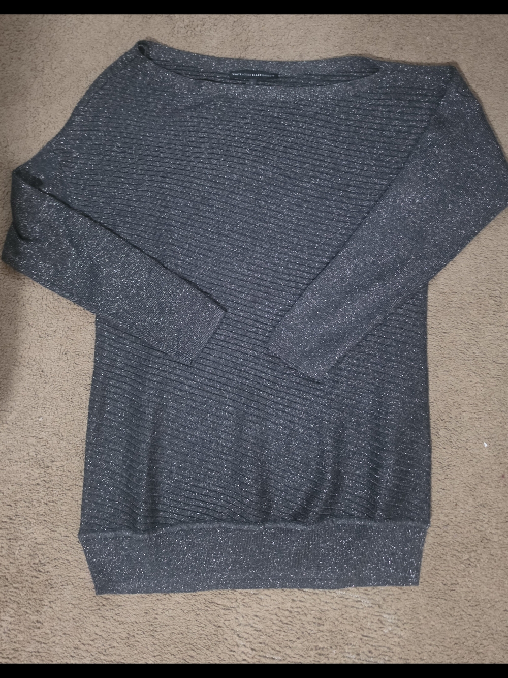 White House Black Market  Sparkle Ribbed Tunic Sweater- Charcoal